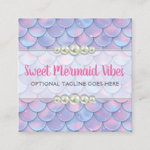 Mermaid Tail Scale & Pearl Pastel Sparkle Boutique Square Business Card