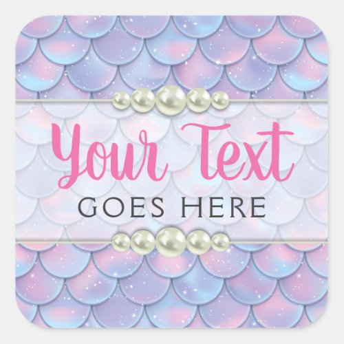 Mermaid Tail Scale  Pearl Pastel Sparkle Boutique Square Sticker