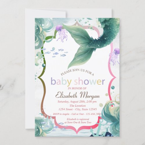  Mermaid Tail Scales Baby Shower Invitation