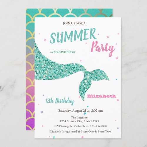 Mermaid TailScales  Invitation