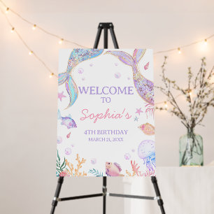 Mermaid Tail Sea Birthday Party Welcome Sign