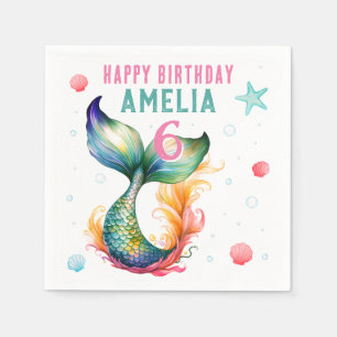 Mermaid Tail Seashells Bubbles Starfish Birthday Napkins