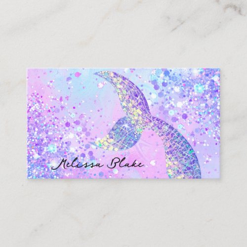 mermaid tail simulated chunky glitter business card