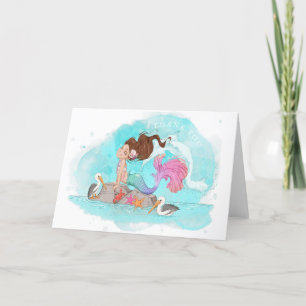 Mermaid Tail Splash  Letterpress Thank You Card