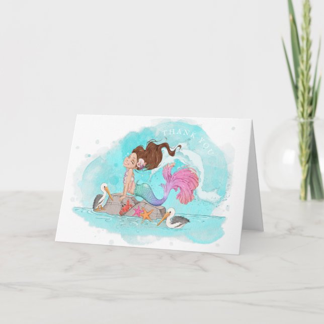 Mermaid Tail Splash  Letterpress Thank You Card (Front)