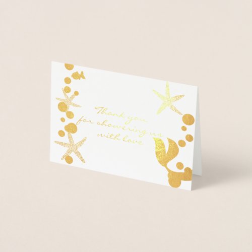 Mermaid Tail Starfish Bubble Gold Foil Baby Shower Foil Card