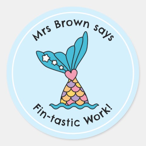 Mermaid Tail Teacher Reward Stickers Personalized