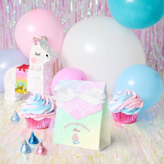 Mermaid Tail Teal Pink Girly Birthday Favor Boxes (Party)