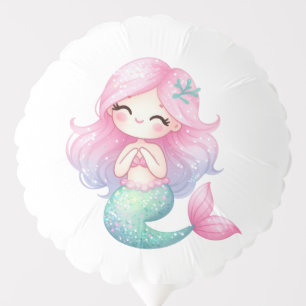 Mermaid Tail Teal Pink Girly Birthday Party Balloon
