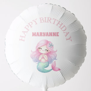 Mermaid Tail Teal Pink Girly Birthday Party Balloon
