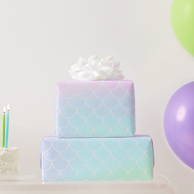 Mermaid Tail Teal Pink Girly Birthday Party Wrapping Paper (Party Gifts)