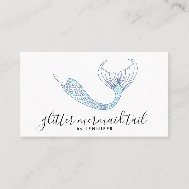 Mermaid Tail Teal signature Business Card (Front)