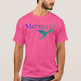 Mermaid Tail text purple green T-Shirt
