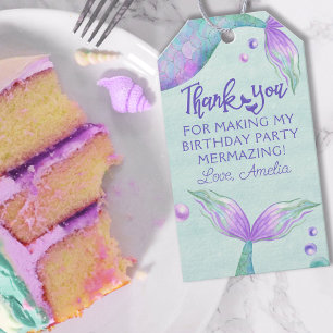 Mermaid Tail Thank You Birthday Party Favor Gift Tags