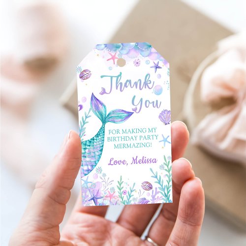 Mermaid Tail Thank You Birthday Party Favor Gift Tags