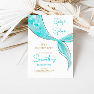 Mermaid Tail Theme Birthday Invitation