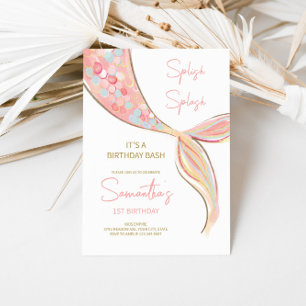 Mermaid Tail Theme Birthday Invitation
