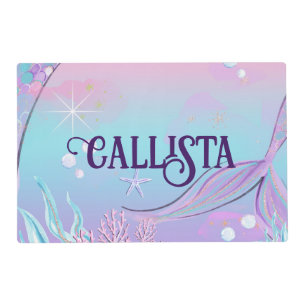 Mermaid Tail Theme Laminated Party Placemat