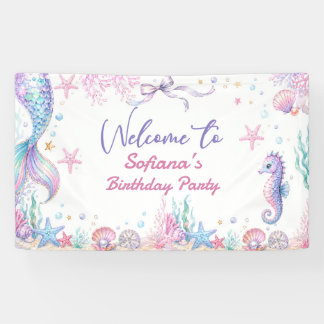 Mermaid Tail Under the Sea Birthday Banner