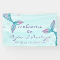 Mermaid Tail Under the Sea Birthday Banner