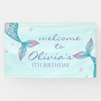 Mermaid Tail Under the Sea Birthday Banner