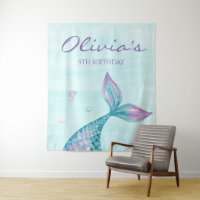 Mermaid Tail Under the Sea Birthday Banner