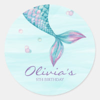 Mermaid Tail Under the Sea Birthday Classic Round  Classic Round Sticker