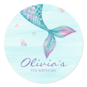 Mermaid Tail Under the Sea Birthday Classic Round  Sticker