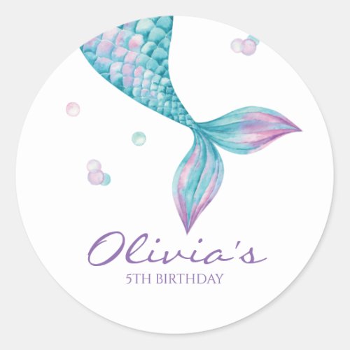 Mermaid Tail Under the Sea Birthday Classic Round Sticker
