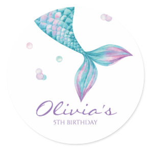Mermaid Tail Under the Sea Birthday Classic Round Sticker