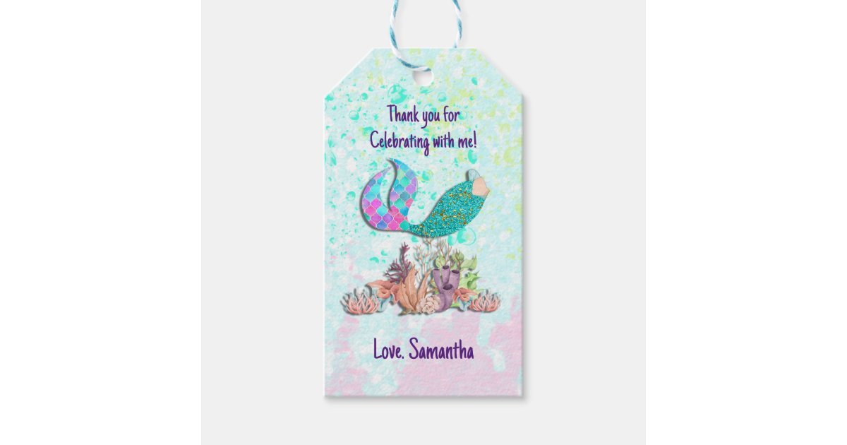 Mermaid Tail Under the Sea Birthday favor Gift Tag | Zazzle