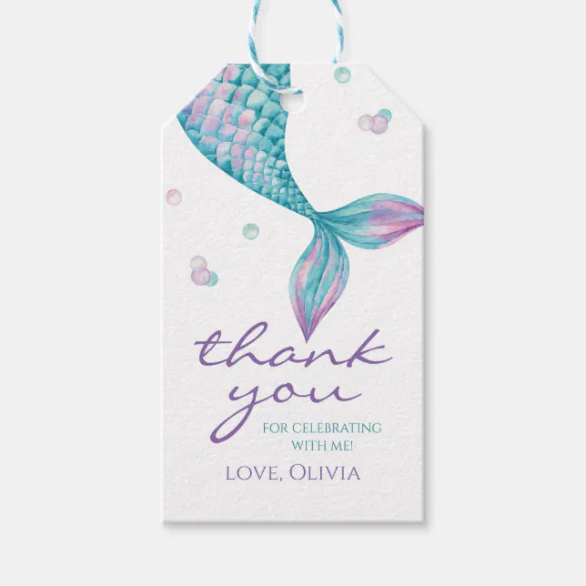 Mermaid Tail Under the Sea Birthday favor Gift Tag | Zazzle