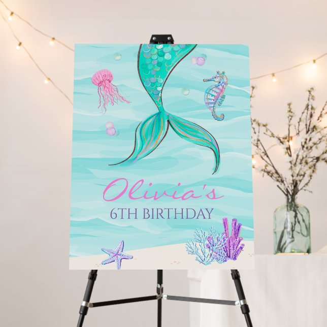 Mermaid Tail Under the Sea Birthday Foam Board (In Situ (Stand))