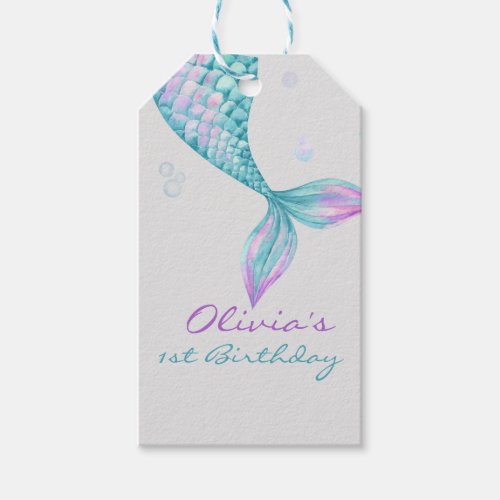 Mermaid Tail Under the Sea Birthday Gift Tags