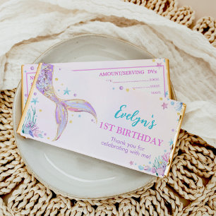 Mermaid Tail Under the Sea Birthday Hershey Bar Favors