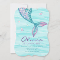 Mermaid Tail Under the Sea Birthday Invitation