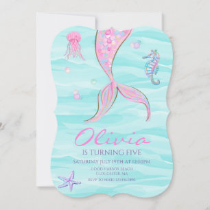Mermaid Tail Under the Sea Birthday Invitation
