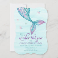 Mermaid Tail Under the Sea Birthday Invitation