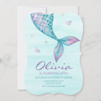 Mermaid Tail Under the Sea Birthday Invitation