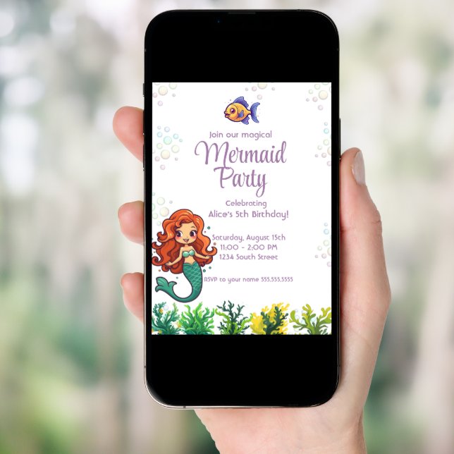 Mermaid Tail Under the Sea Birthday Invitation (Front Digital)