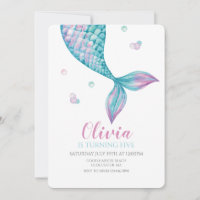 Mermaid Tail Under the Sea Birthday Invitation