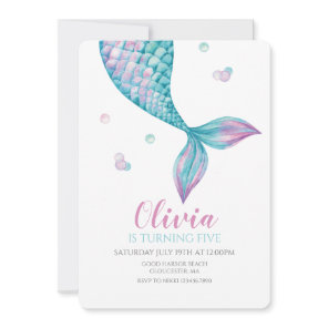 Mermaid Tail Under the Sea Birthday Invitation