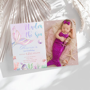 Mermaid Tail Under the Sea Birthday Invitation