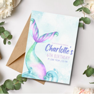 Mermaid Tail Under the Sea Birthday Invitation