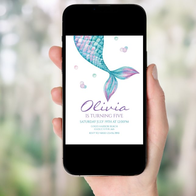 Mermaid Tail Under the Sea Birthday Invitation (Front Digital)