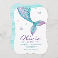 Mermaid Tail Under the Sea Birthday Invitation