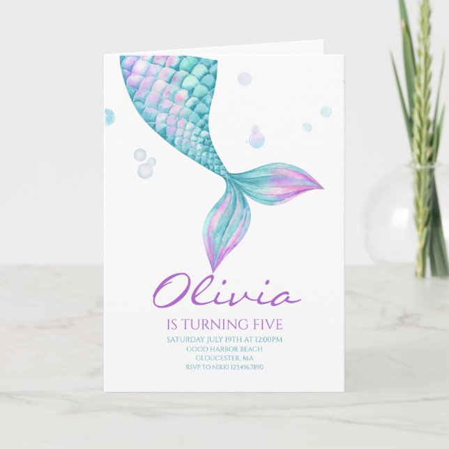 Mermaid Tail Under the Sea Birthday Invitation (Front)