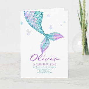 Mermaid Tail Under the Sea Birthday Invitation