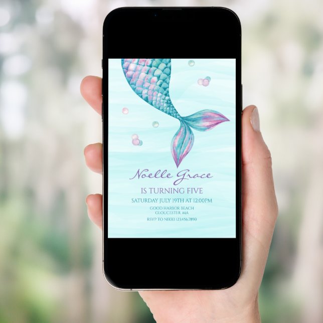 Mermaid Tail Under the Sea Birthday Invitation (Front Digital)