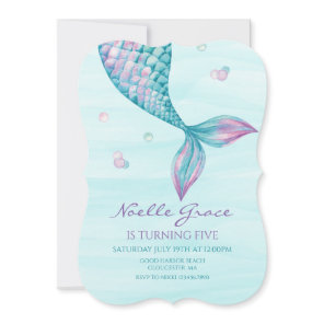Mermaid Tail Under the Sea Birthday Invitation
